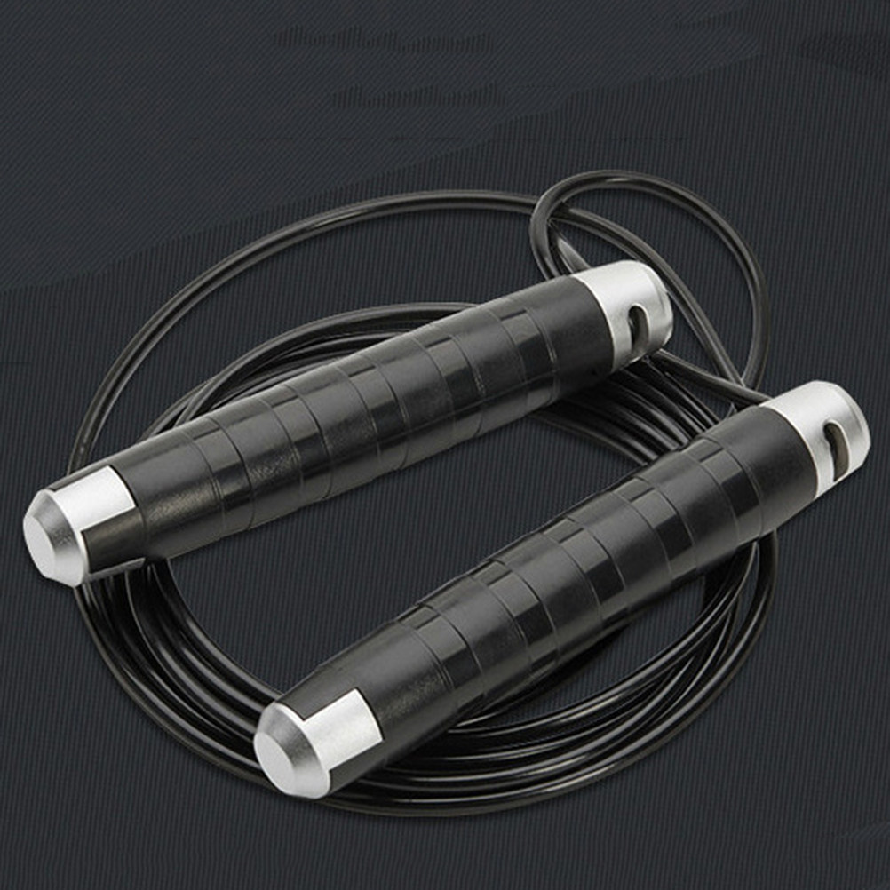 Jump Rope Speed Bearing - เชือกกระโดดเหล็กสีดำ ระบบลูกปืน ด้ามจับตามหลักสรีรศาสตร์ สำหรับออกกำลังกาย ฟิตเนส เสริมสร้างความคล่องตัวและความเร็ว